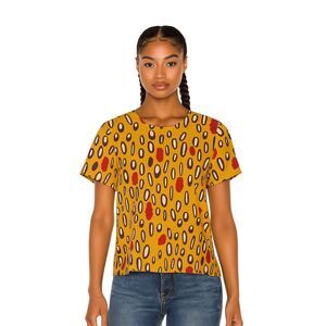 NOOWORKS Mustard Graphic Pattern Blouse Shirt Top   Women's Size Small